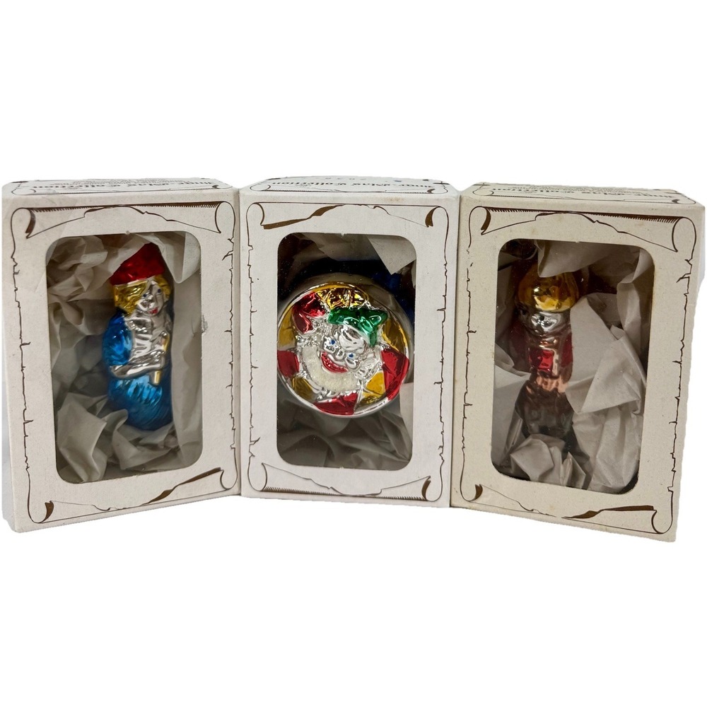 Vintage 3 Inge Glas Collection Christmas Blown Glass Tree Ornaments West Germany